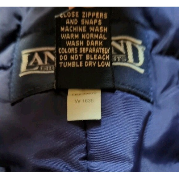 Lands End Snow Ski Pants Kids Size 5 Navy Blue Bibs Overalls Pockets 100% Nylon - Picture 6 of 11